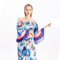 2020 New Design Womens Printed Off Shoulder Wide Leg Jumpsuits